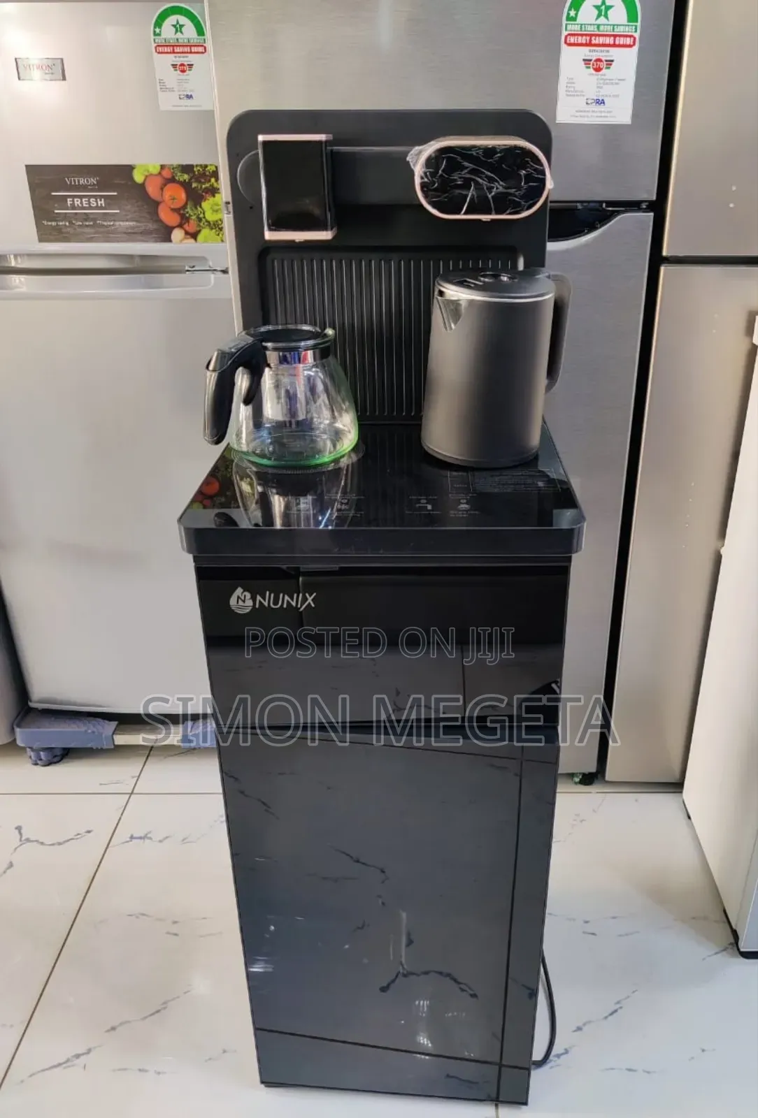 Black and Silver Nunix A1c Bottom Load Hot and Cold Water Dispenser