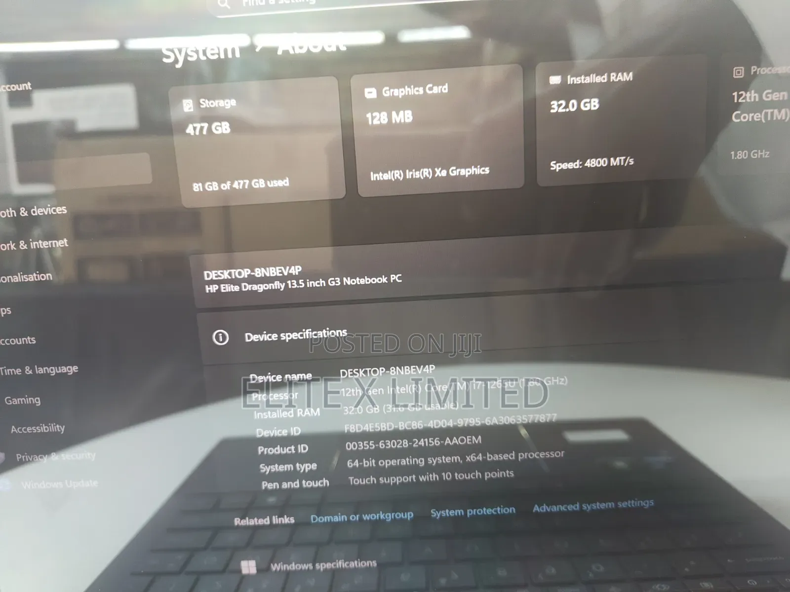 Laptop HP Dragonfly G3 32GB Intel Core i7 SSD 512GB