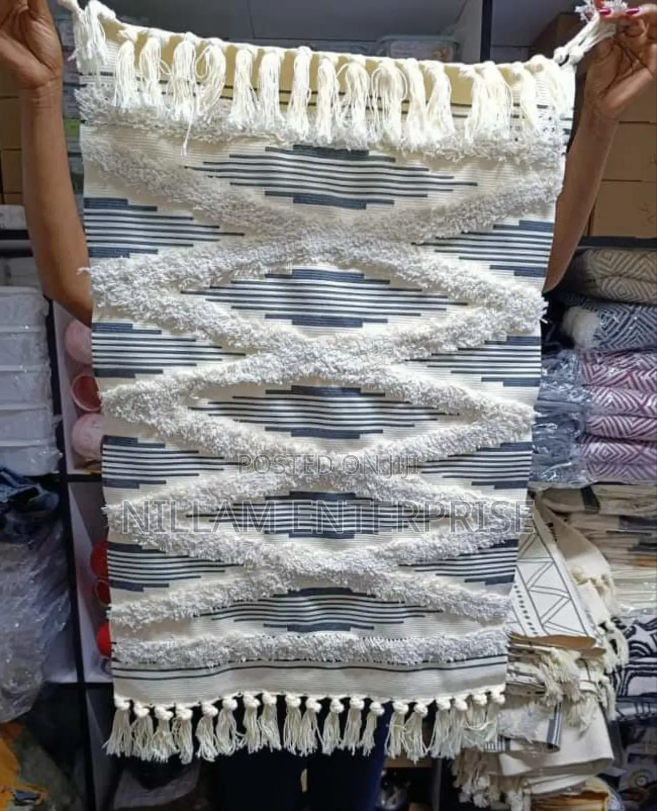 Bohemian Nordic Style Bedroom Rug With Tassels
