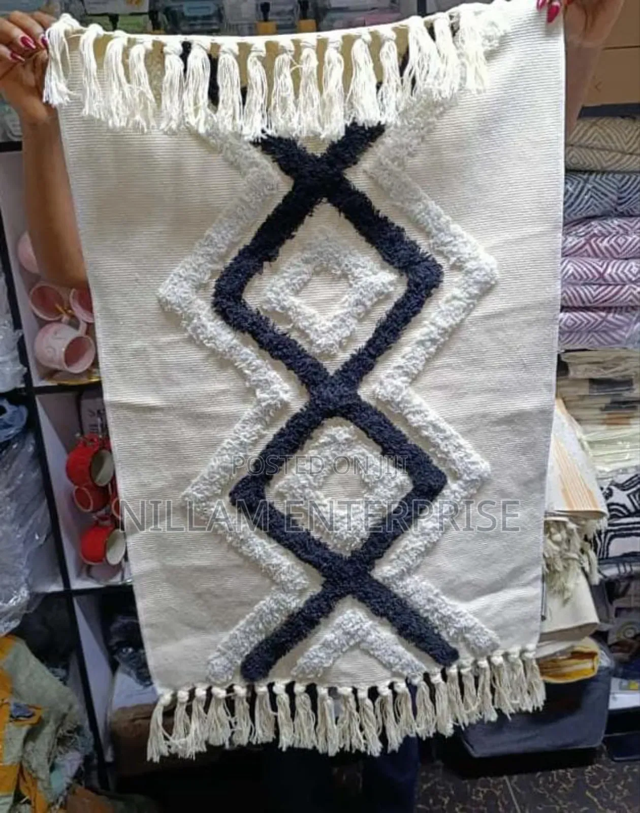Bohemian Nordic Style Bedroom Rug With Tassels