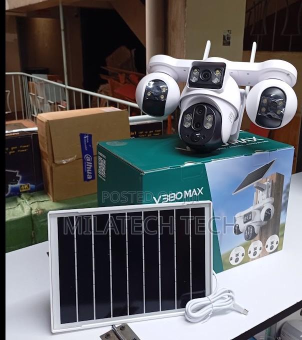 V380 Max Quad(4)Lens 4g Simcard Solar Powered Outdoor Camera 8mp
