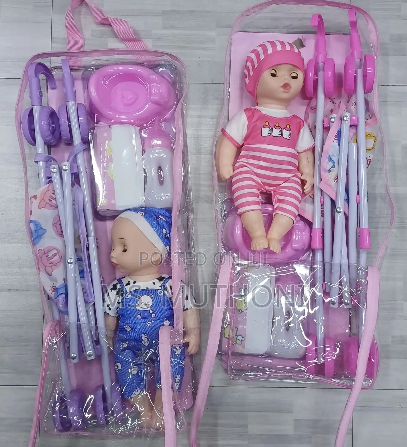 Girls Pretend Doll Stroller + Doll