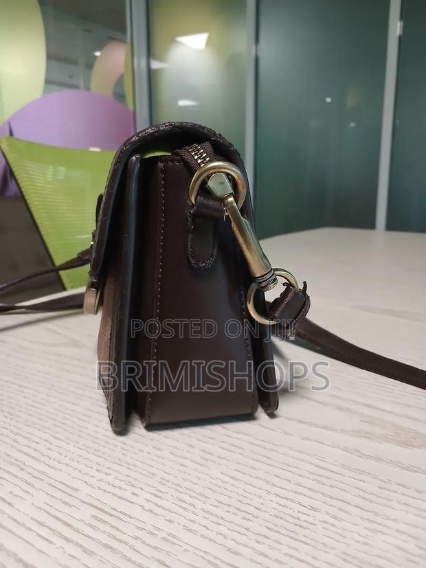 Brown Sling Bag With Golden F Buckle