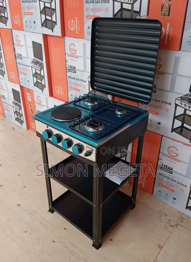 Eurochef 3 Gas +1 Electric Standing Cooker With Shelves