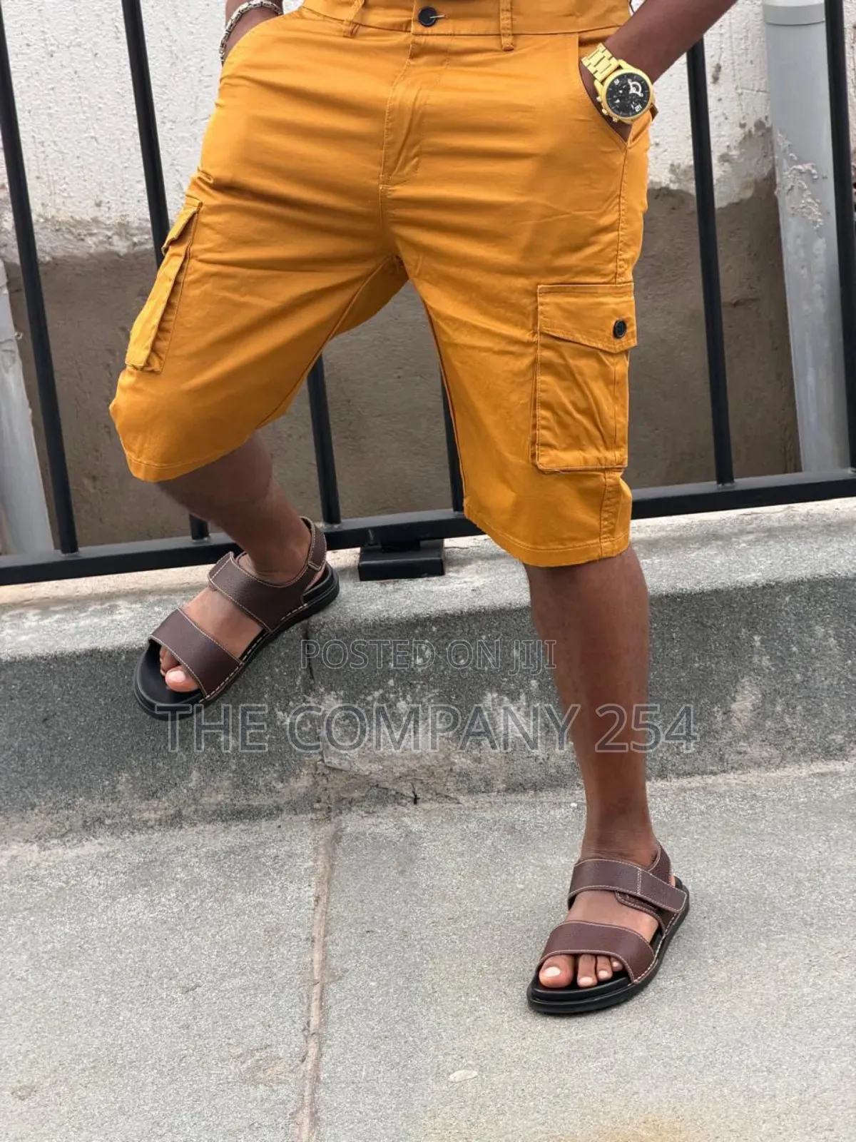 Quality Leather Men Side Pocket Cargo Shorts Available