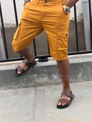 Quality Leather Men Side Pocket Cargo Shorts Available