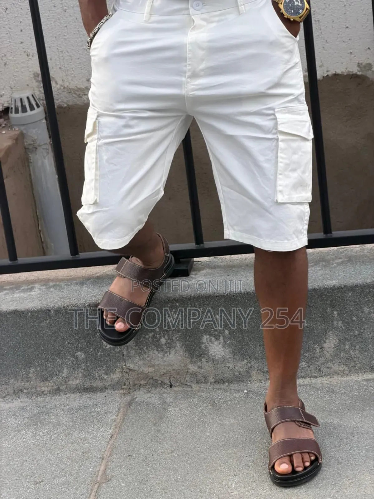 Quality Leather Men Side Pocket Cargo Shorts Available