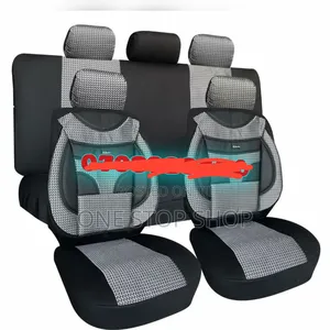 Grey Black Fabric Leather Seat Top Cushions for 5 Seater Vehicle