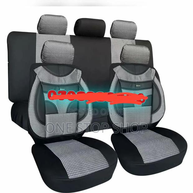 Grey Black Fabric Leather Seat Top Cushions for 5 Seater Vehicle