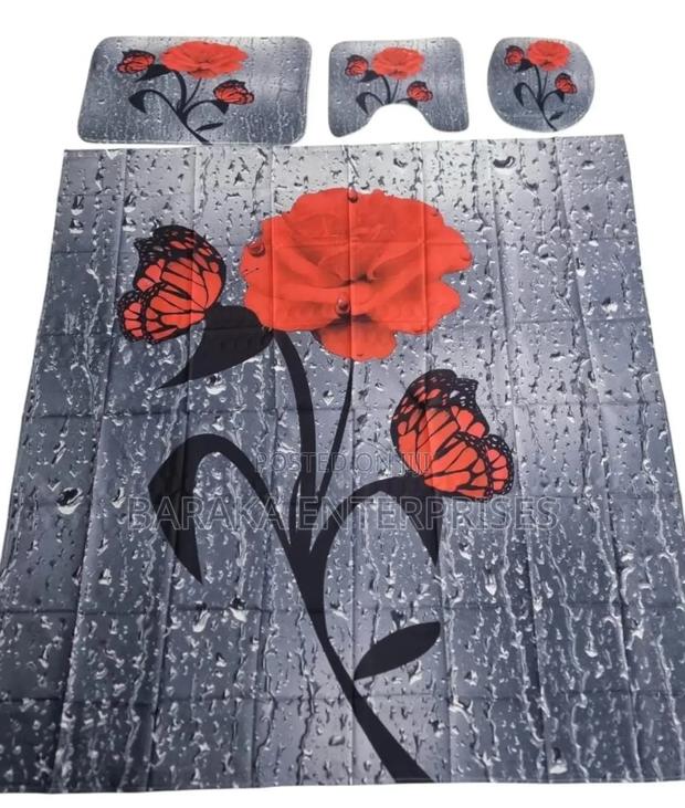 3d 4in1 Bathroom Woolen Mats With a Waterproof Shower Curtain - thumbnail 15
