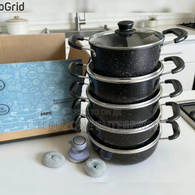 14 Pieces Non Stick Cookware Set With Glass Lid 