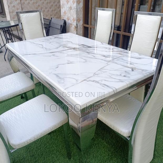 Dining Table ; 6-Seater Marble Top Dining Table - thumbnail 4