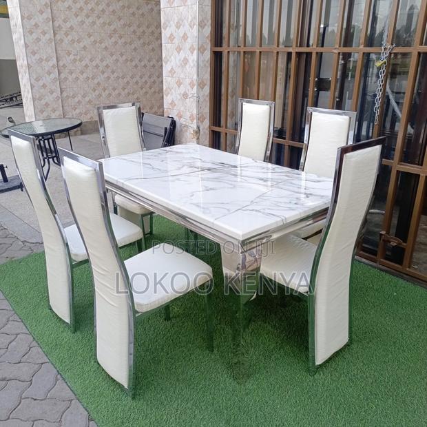 Dining Table ; 6-Seater Marble Top Dining Table - thumbnail 5
