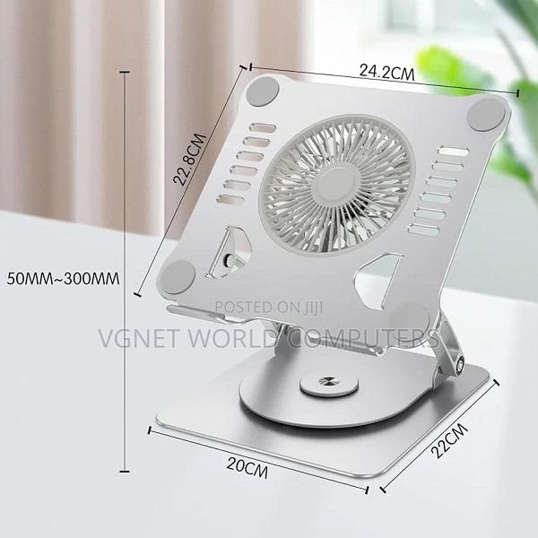 Metallic Rotating Laptop Stand With Cooling Fan Adjustable Height - thumbnail 2