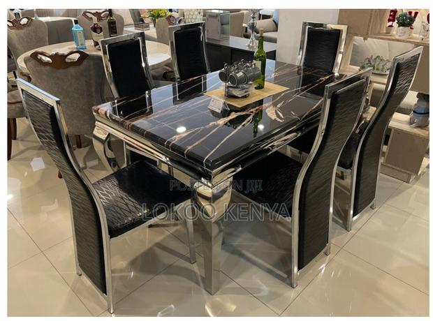 Dining Table ; 6-Seater Marble Top Dining Table - thumbnail 11