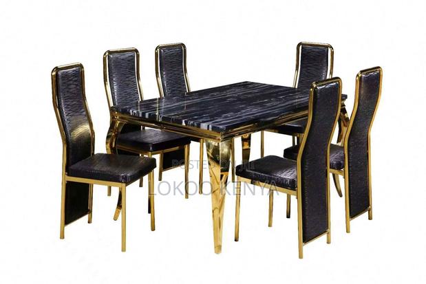 Dining Table ; 6-Seater Marble Top Dining Table - thumbnail 14