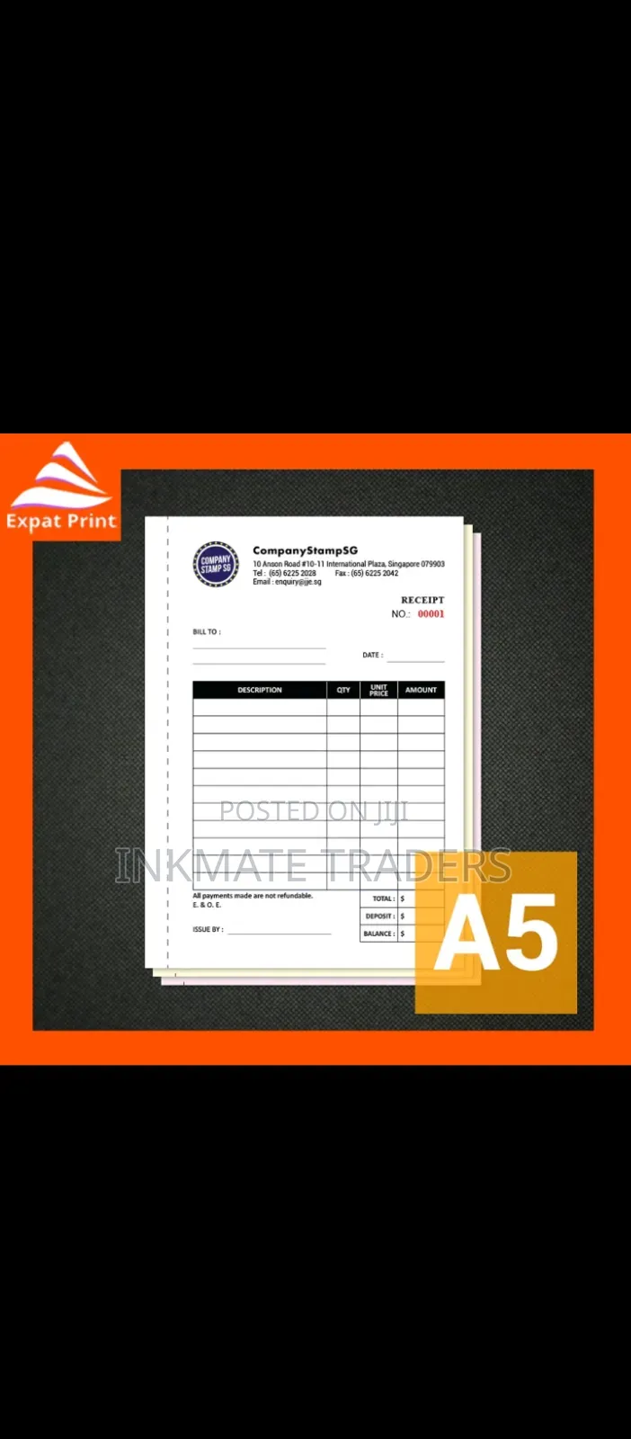 Receipt Book, Petty Cash, Invoice Registration A5 Size