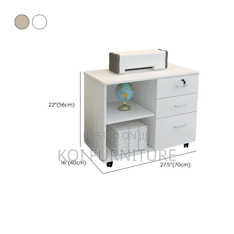 Office Cabinet; Office Cabinet With Locking Drawers and Rolling Base