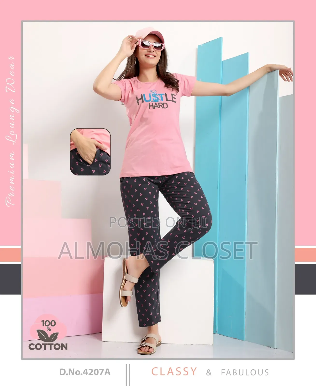 Women’S Cotton T-Shirt Pyjama Set –Nightwear Loungewear