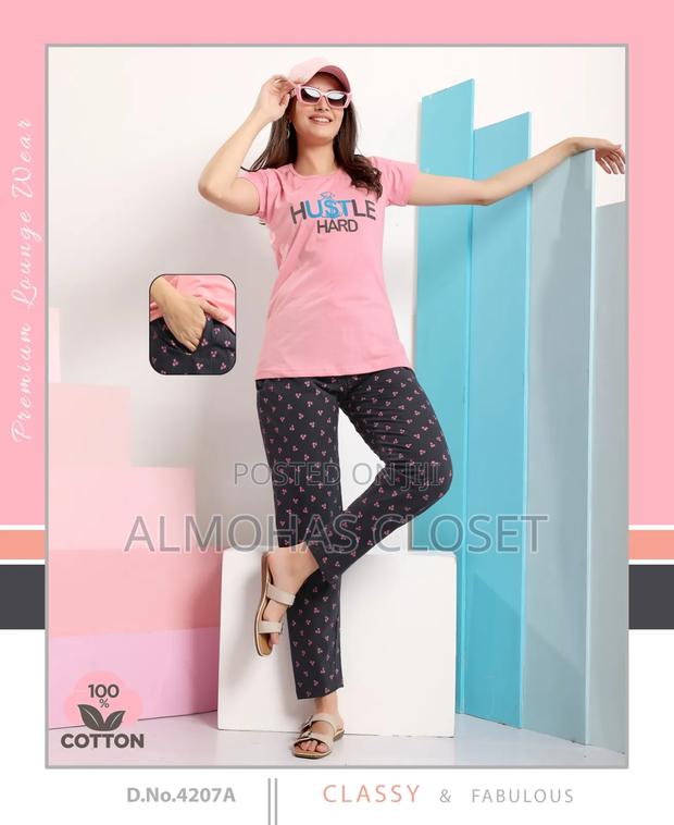 Women’S Cotton T-Shirt Pyjama Set –Nightwear Loungewear