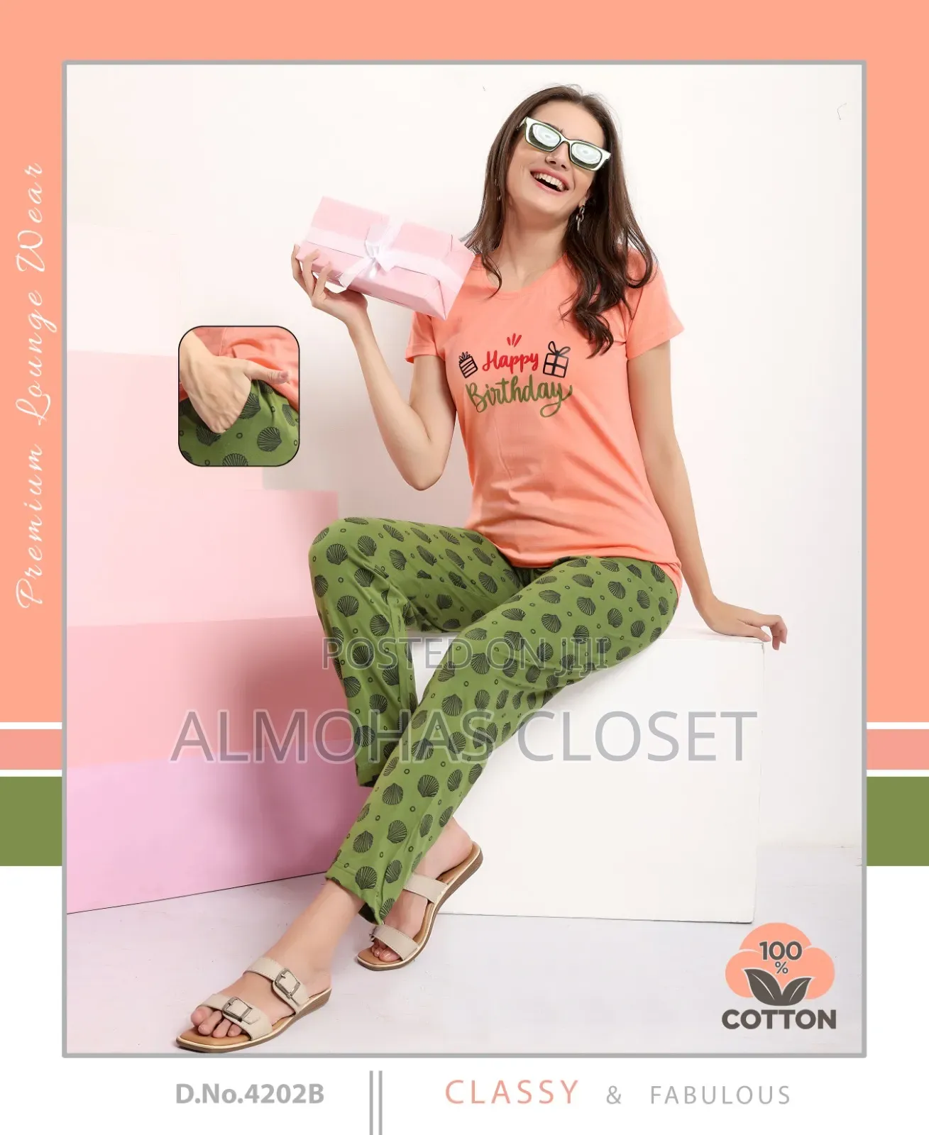 Women’S Cotton T-Shirt Pyjama Set –Nightwear Loungewear