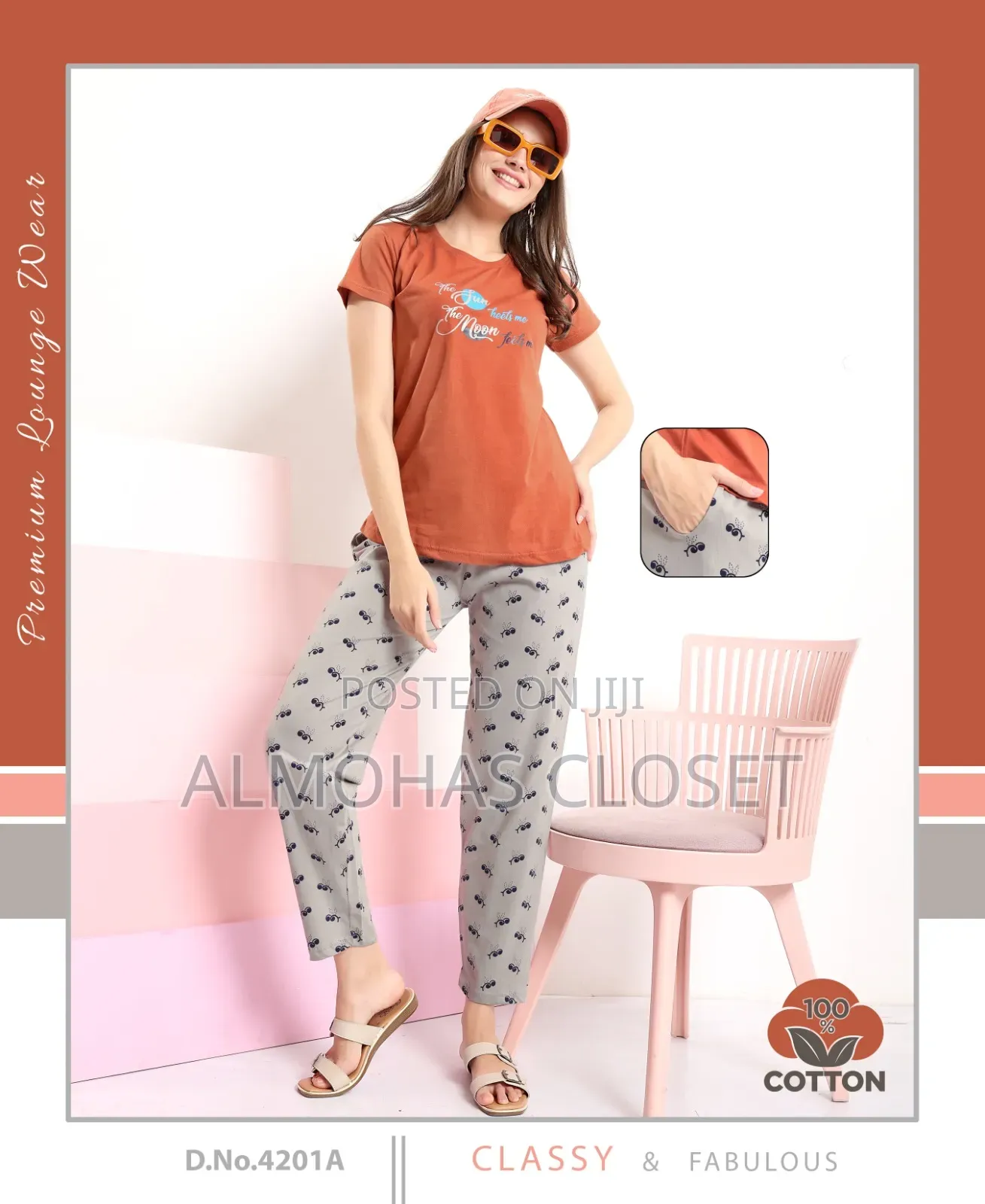 Women’S Cotton T-Shirt Pyjama Set –Nightwear Loungewear