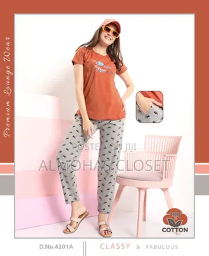 Women’S Cotton T-Shirt Pyjama Set –Nightwear Loungewear