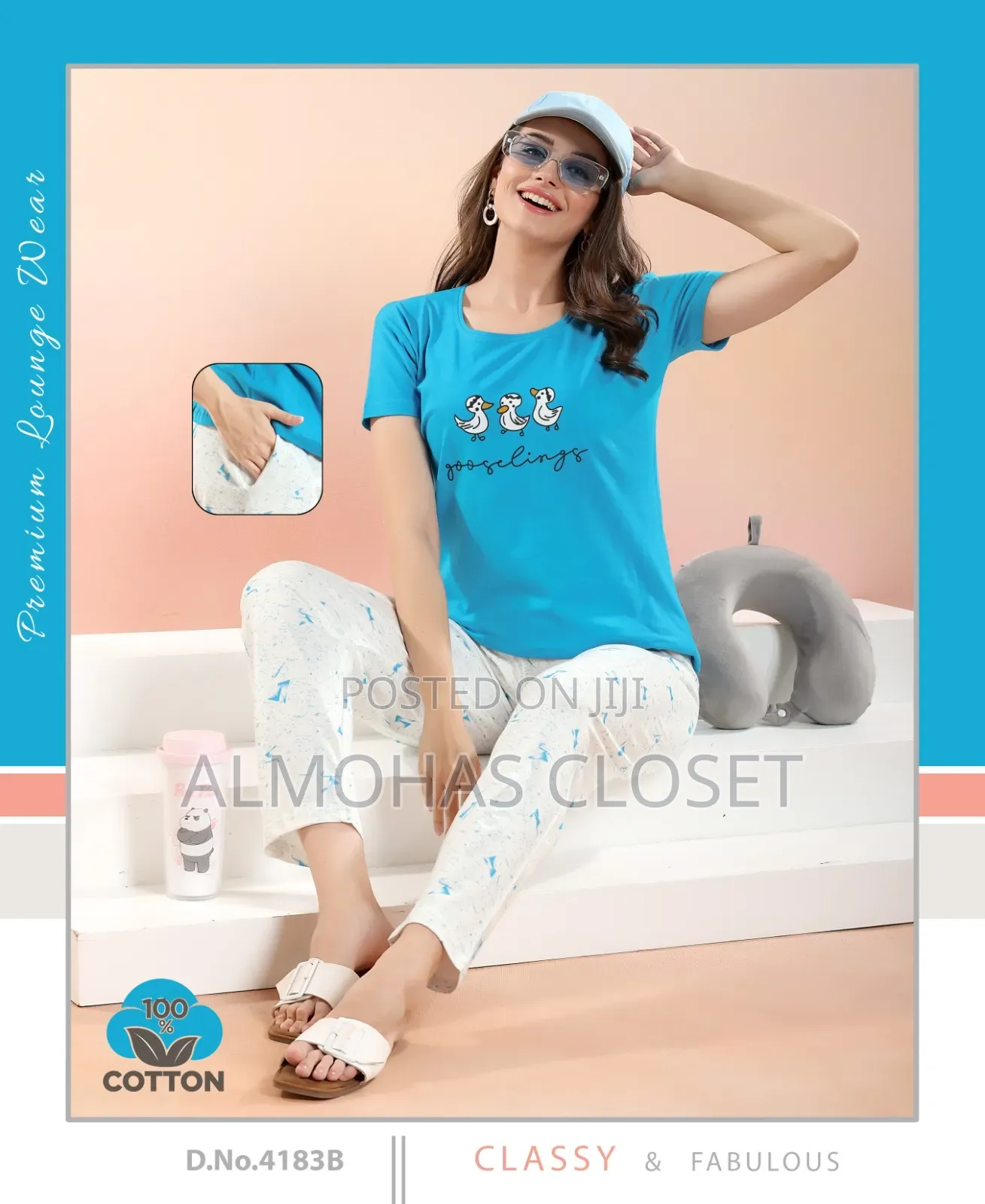 Women’S Cotton T-Shirt Pyjama Set –Nightwear Loungewear