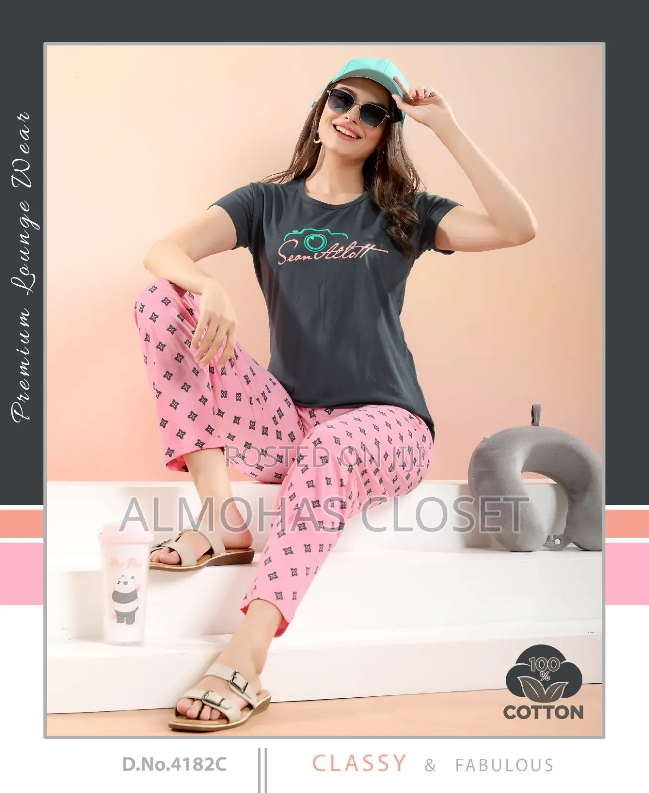 Women’S Cotton T-Shirt Pyjama Set –Nightwear Loungewear