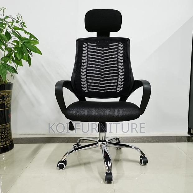 Office Chair; Adjustable Fabric Headrest Mesh Office Chair
