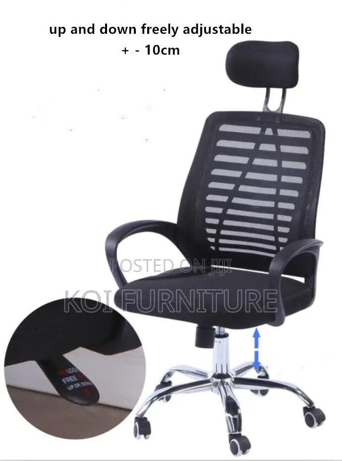 Office Chair; Adjustable Fabric Headrest Mesh Office Chair