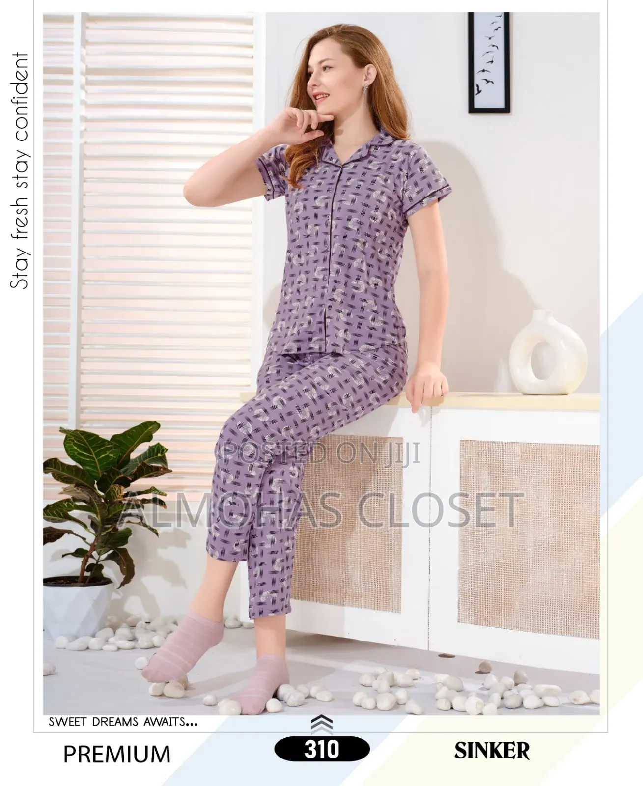 Women’S Open Front Cotton Pyjama Set –Comfortable Loungewear