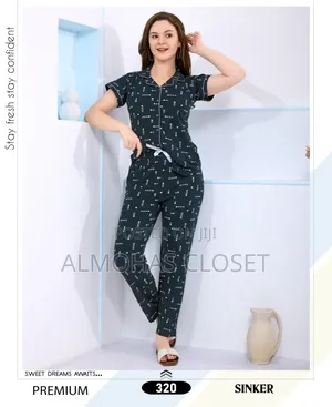 Women’S Open Front Cotton Pyjama Set –Comfortable Loungewear