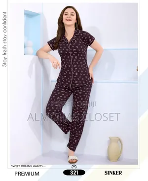 Women’S Open Front Cotton Pyjama Set –Comfortable Loungewear