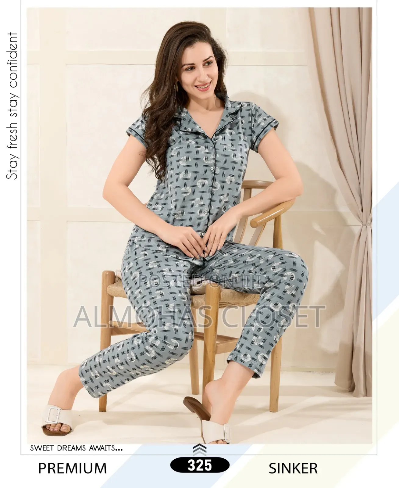 Women’S Open Front Cotton Pyjama Set –Comfortable Loungewear