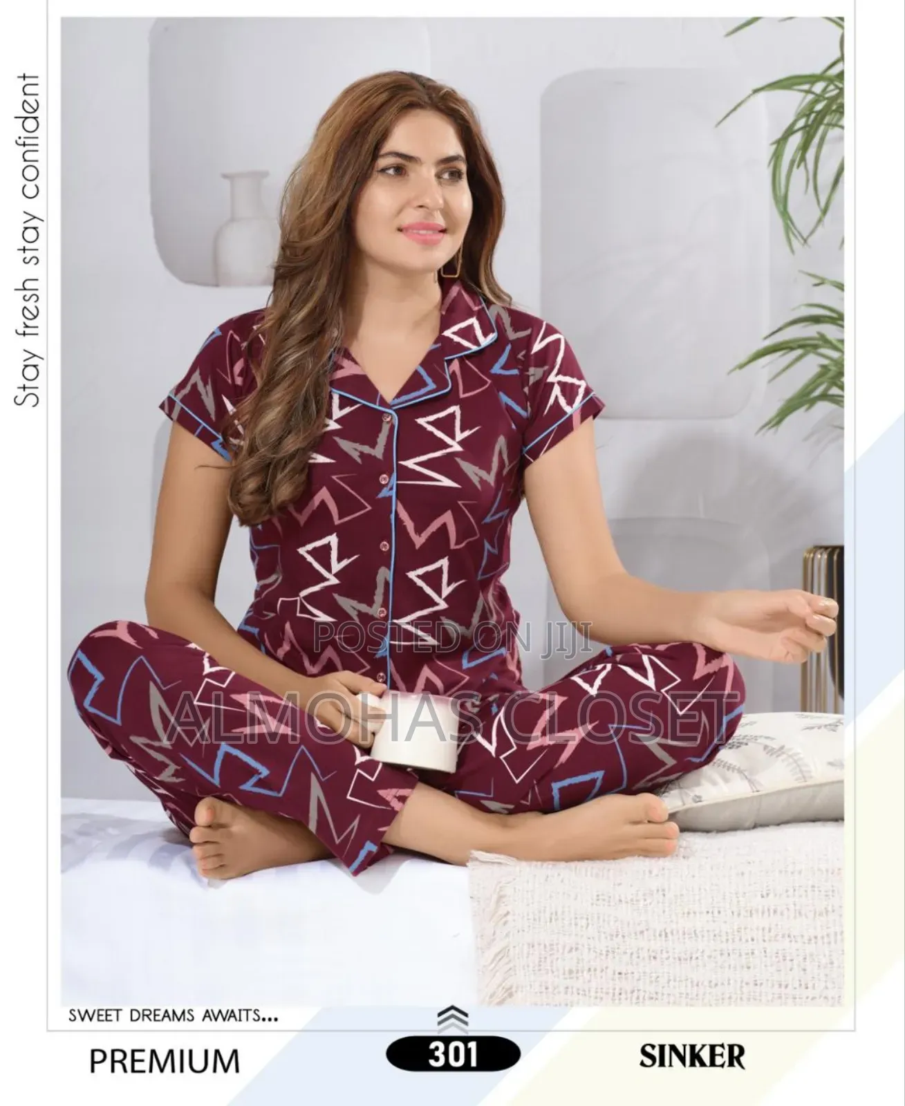 Women’S Open Front Cotton Pyjama Set –Comfortable Loungewear