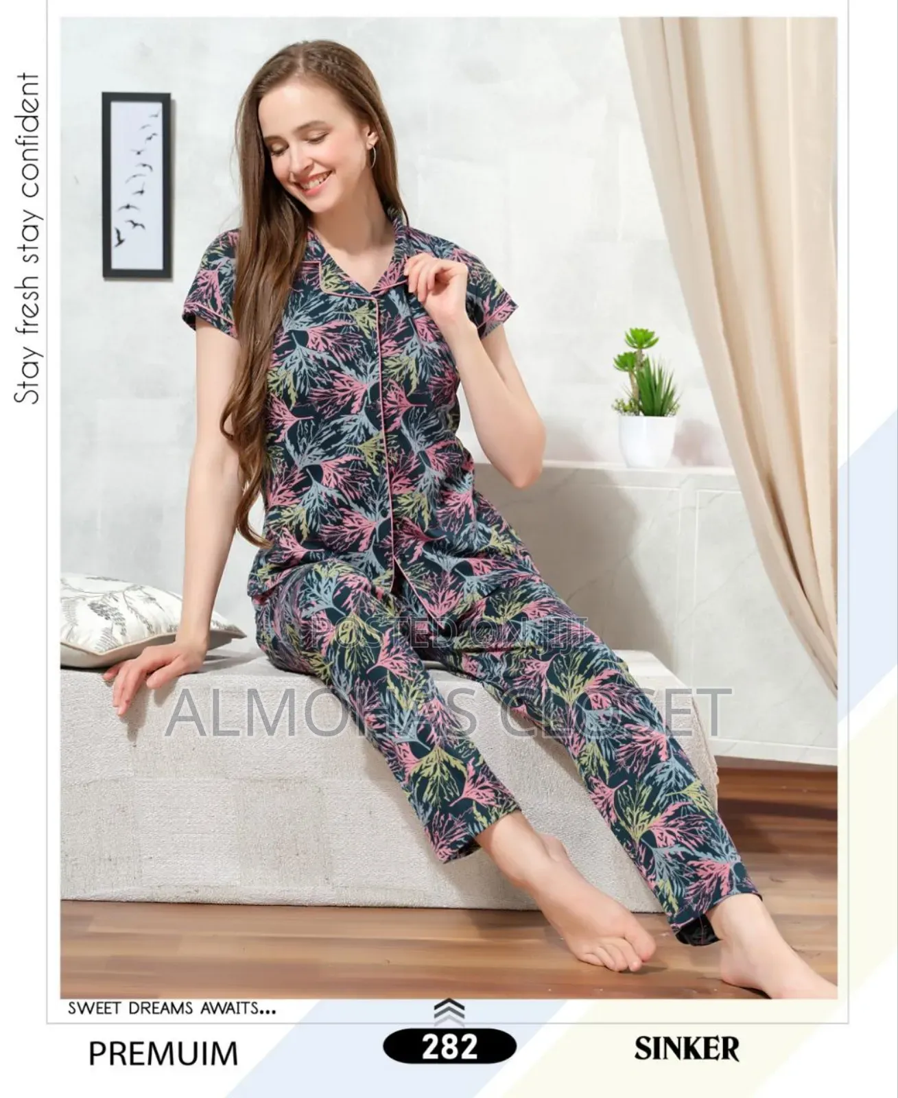Women’S Open Front Cotton Pyjama Set –Comfortable Loungewear