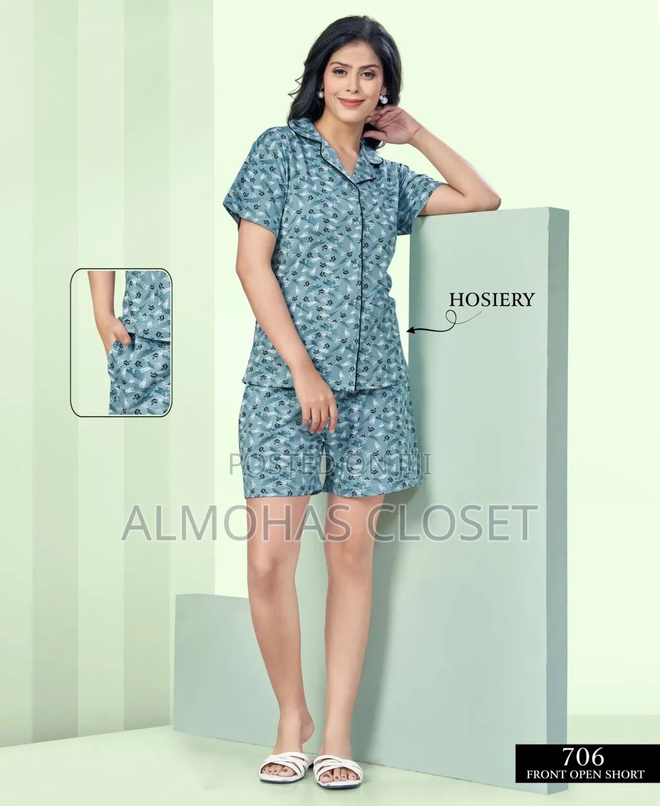 Women’S Open Front Cotton Pyjama Set –Comfortable Loungewear