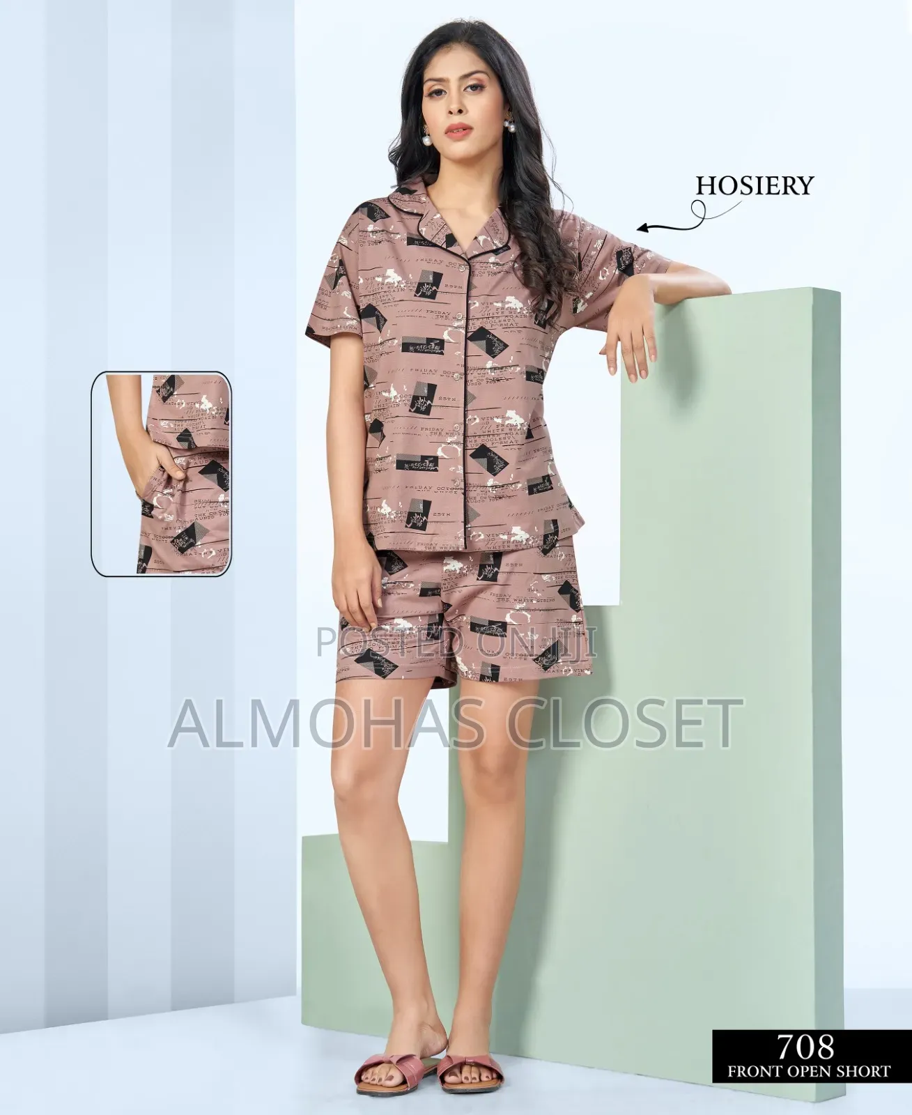 Women’S Open Front Cotton Pyjama Set –Comfortable Loungewear