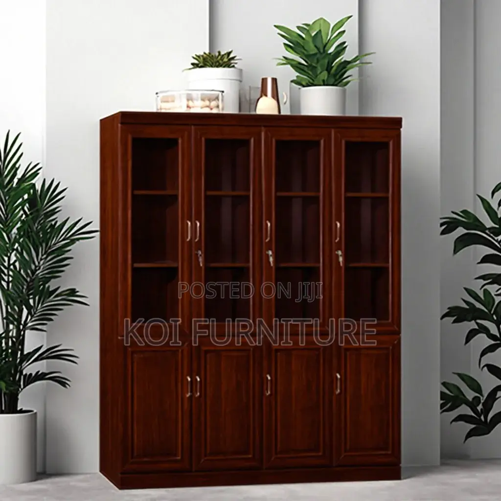 Office Cabinet; 8 Doors Red Brown Executive Office Cabinet