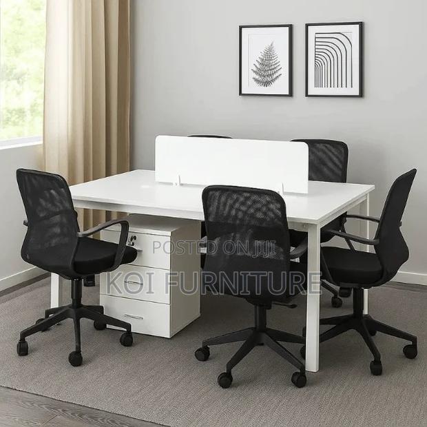 Office Workstation; Two Users White Office Table