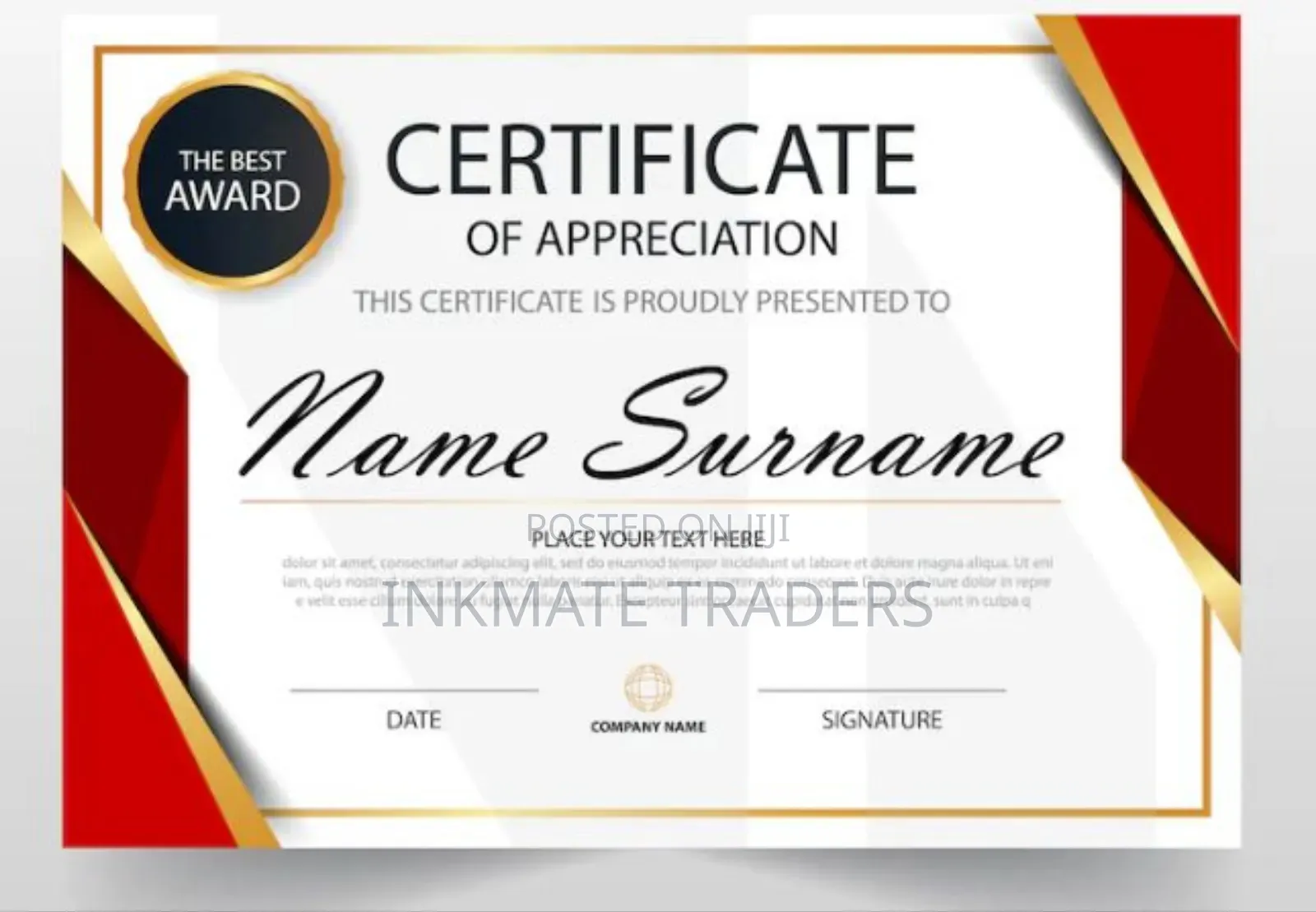 Certificate Printing Services Available