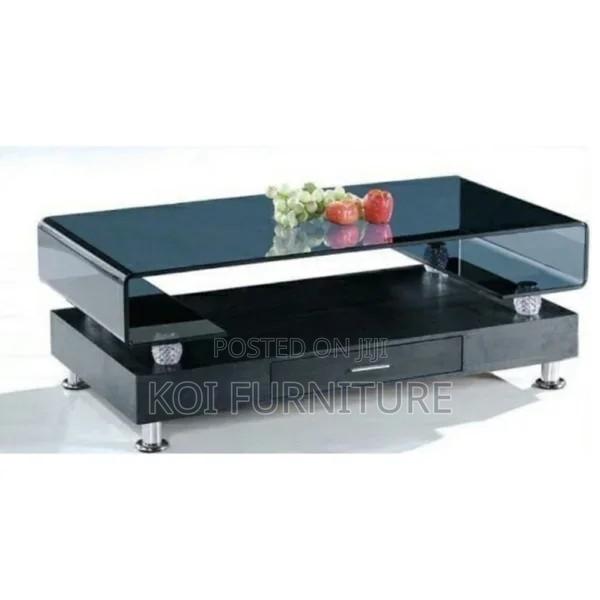 Coffee Table; Rectangular Coffee Table With Glass Top - thumbnail 2