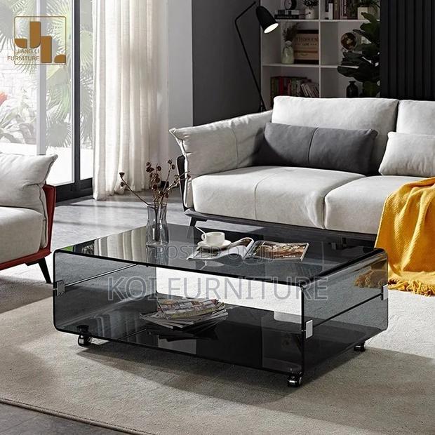 Coffee Table; Rectangular Coffee Table With Glass Top - thumbnail 5