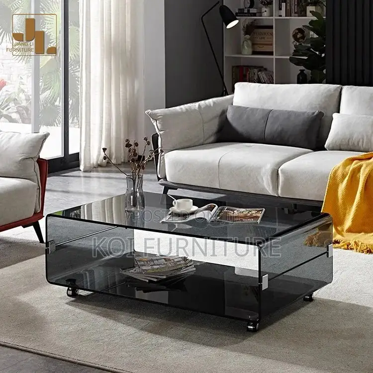 Coffee Table; Rectangular Coffee Table With Glass Top