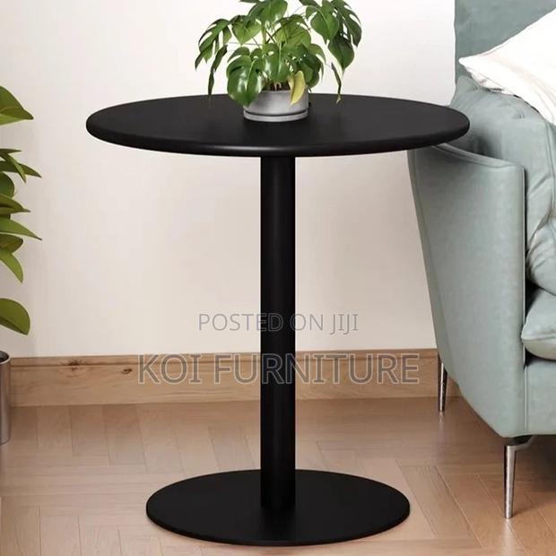 Coffee Table; Black Height Adjustable Home Office Round Coffee Table
