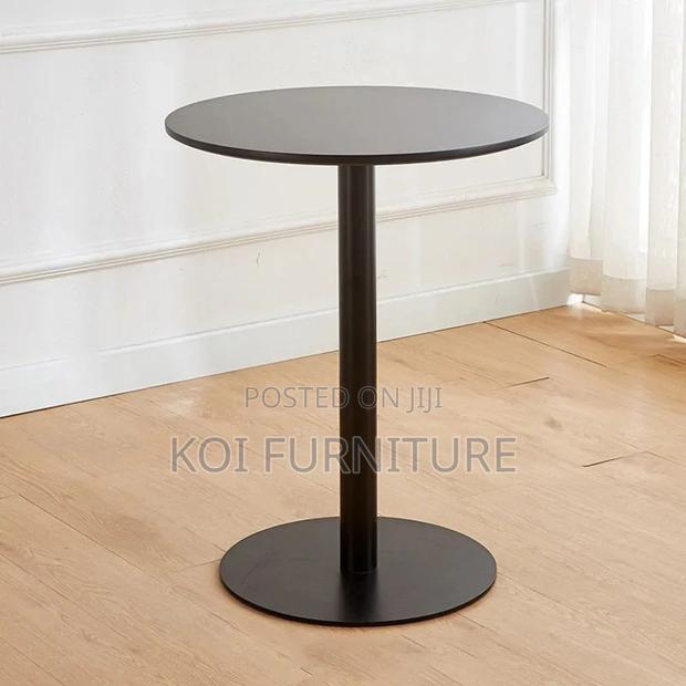 Coffee Table; Black Height Adjustable Home Office Round Coffee Table - thumbnail 4