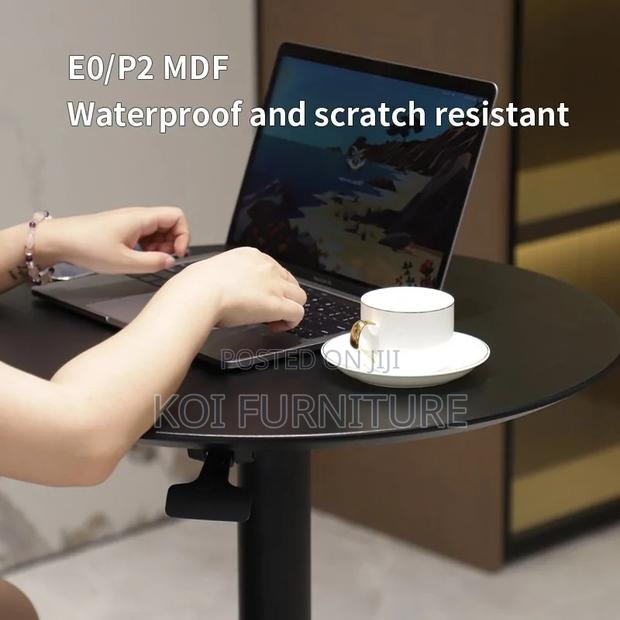 Coffee Table; Black Height Adjustable Home Office Round Coffee Table - thumbnail 5