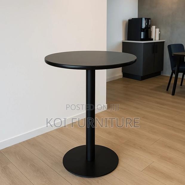 Coffee Table; Black Height Adjustable Home Office Round Coffee Table - thumbnail 8