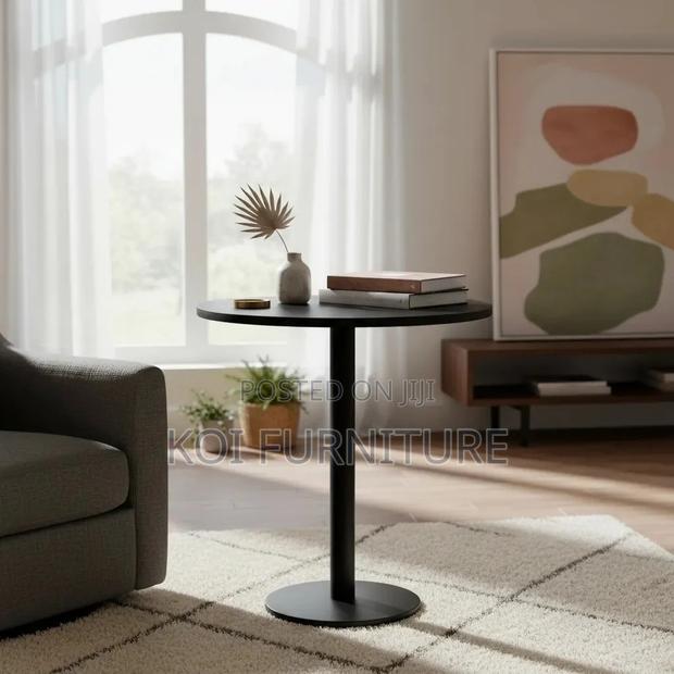 Coffee Table; Black Height Adjustable Home Office Round Coffee Table - thumbnail 9